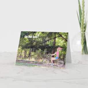 Cartão Muito Em Breve, Menina, Bicicleta E Natureza