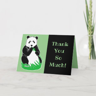 Cartão Muito Obrigado! Panda Green e Black Greeting