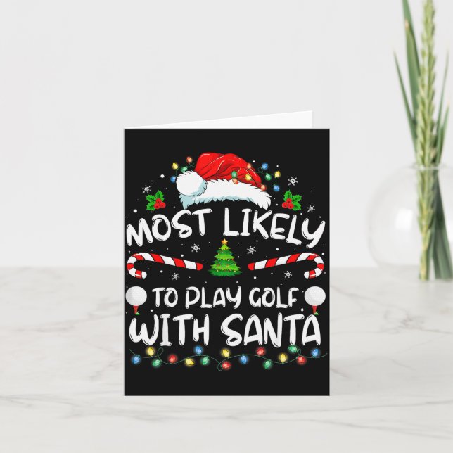 Cartão Muito Provável Jogar Golfe Com o Natal da Família (Frente)
