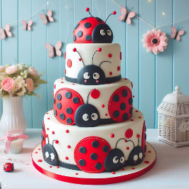 CARTÃO MUITOS BOLOS DE ANIVERSÁRIO DE CRIANÇA DE LADY BUG