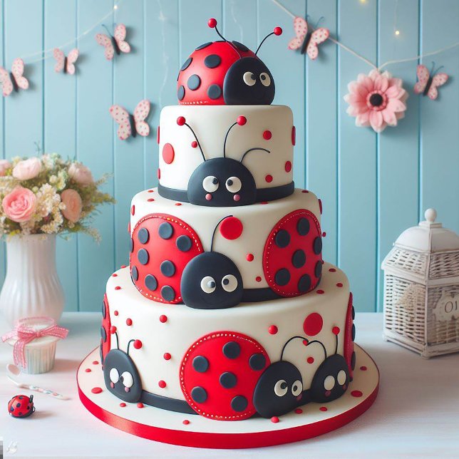 CARTÃO MUITOS BOLOS DE ANIVERSÁRIO DE CRIANÇA DE LADY BUG (Criador carregado)