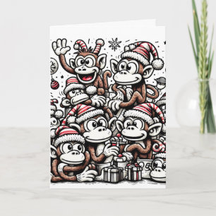 Cartão Muitos Macacos de Natal