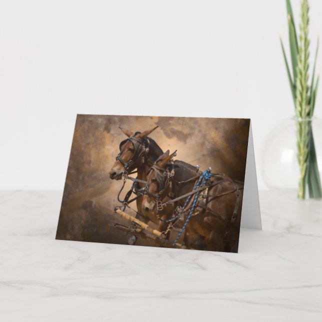 Cartão Mulas no chicote de fios (Frente)