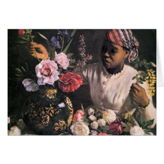 Cartão Mulher africana plantando flores em um vaso