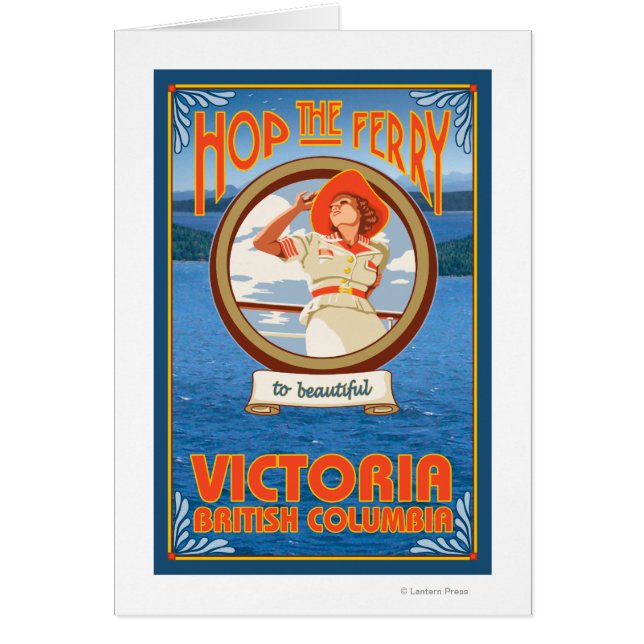 Cartão Mulher Andando Ferry - Victoria, BC Canadá (Frente)