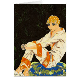 Cartão Mulher Art Déco Vintage, Fumando por S. Chompre