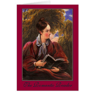 Cartão Mulher bonita do leitor romântico com livro