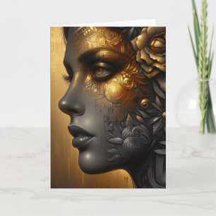 Cartão Mulher Bonita em Ouro Em Branco