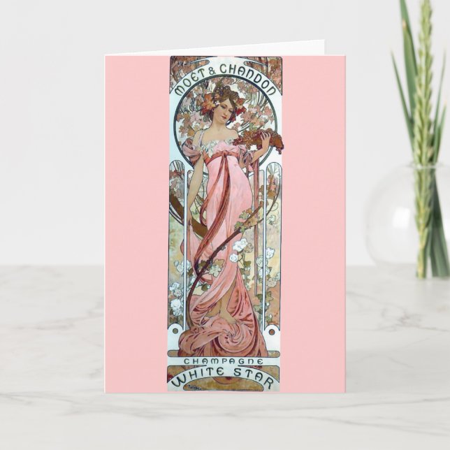 Cartão mulher branca do champanhe da estrela do art deco (Frente)