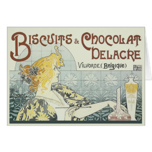 Cartão Mulher Chocoloate Art Nouveau