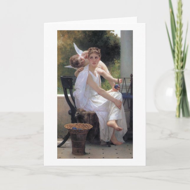 Cartão Mulher com Cupido, Bouguereau (Frente)