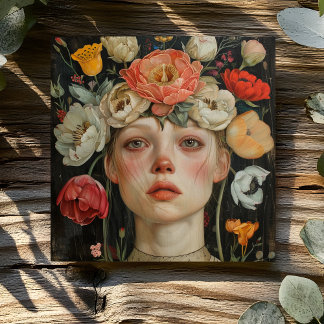 CARTÃO MULHER COM FLORES