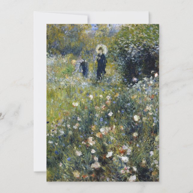 Cartão Mulher com Parasol em Jardim por Auguste Renoir (Frente)