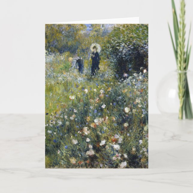 Cartão Mulher com Parasol em Jardim por Auguste Renoir (Frente)