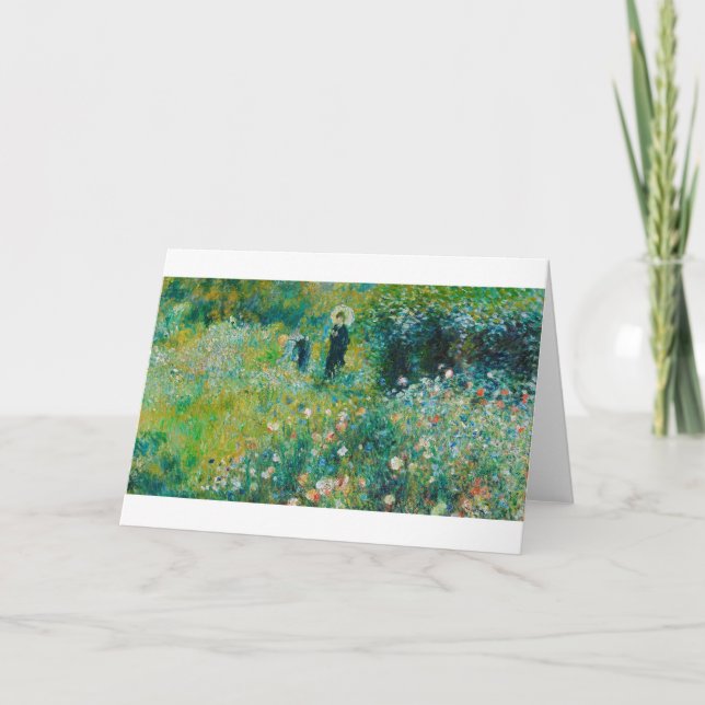 Cartão Mulher com Parasol, Jardim, Renoir (Frente)
