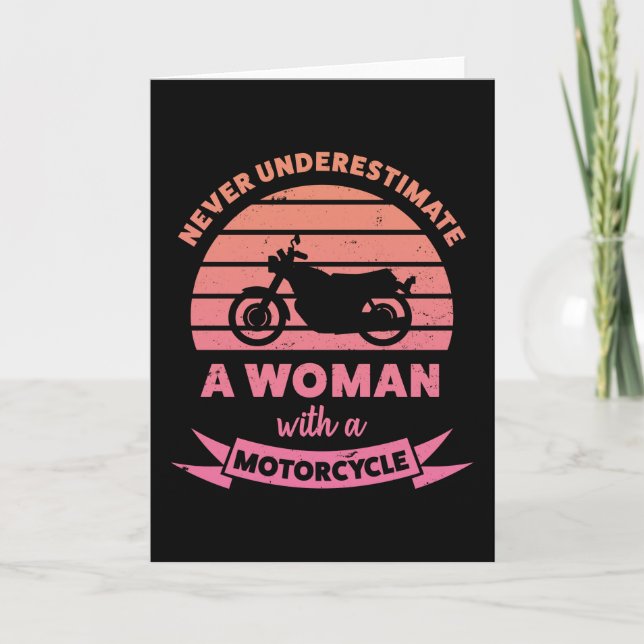 Cartão Mulher com Presentes Engraçados de Motocicleta Esp (Frente)