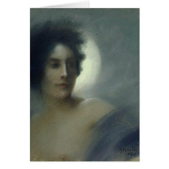Cartão Mulher com uma lua crescente ou, o eclipse, 1888 (Frente)