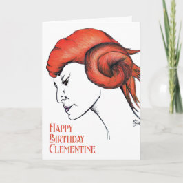 Cartão Mulher de Cabelo Laranja Tangerina Retrato Pop Art