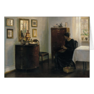 Cartão Mulher de Carl Holsøe com bacia de fruta CC0449