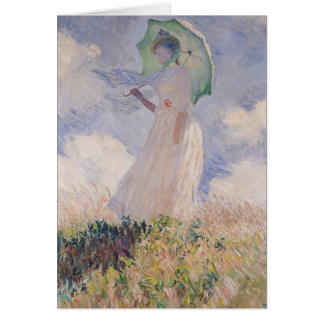 Cartão Mulher de Claude Monet | com o parasol girado (Frente)