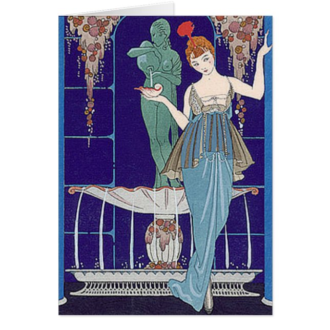 Cartão Mulher de Deco no azul (Frente)