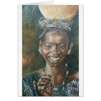Cartão Mulher de sorriso com Calabash