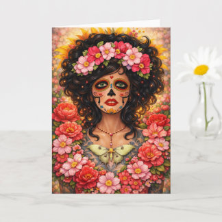 Cartão Mulher do Dia dos Mortos • Día de los Muerto