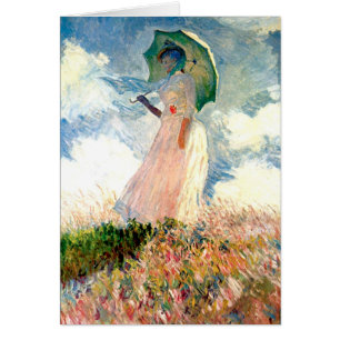 Cartão Mulher do Monet Ocasião com Parasol