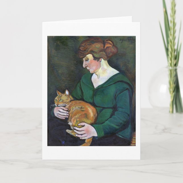 Cartão Mulher e Gato, Suzanne Valadon (Frente)
