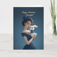 Mulher Elegante em Azul Meia-Noite com Aniversário