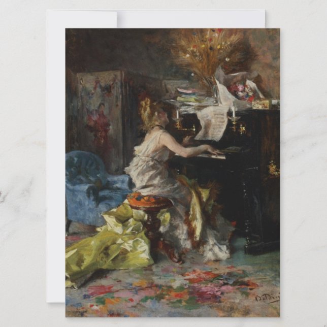 Cartão Mulher Elegante Tocando Piano (Giovanni Boldini) (Frente)