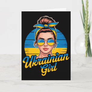 Cartão Mulher em estilo retrô da Ucrânia Gráfico Orgulho 