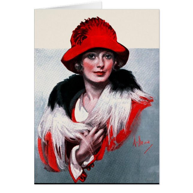 Cartão Mulher em Red Hat (Frente)
