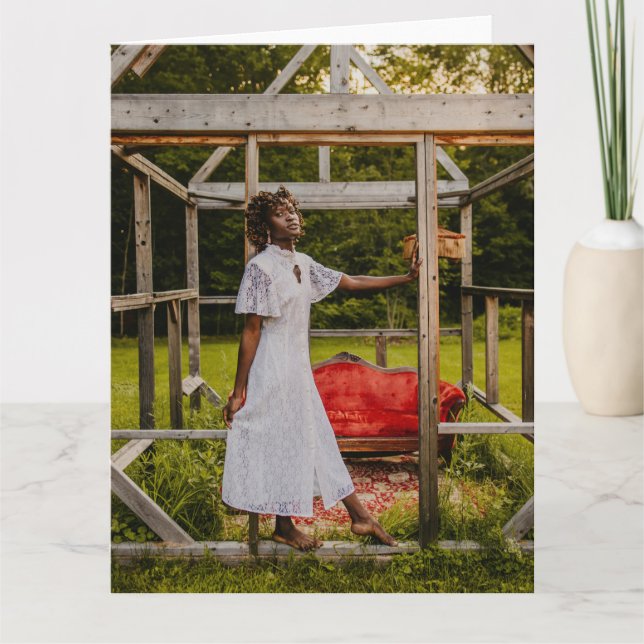 Cartão mulher estética retrato de saudação dobrada (Frente)