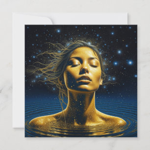 Cartão Mulher Etérea Meditando Sob as Estrelas