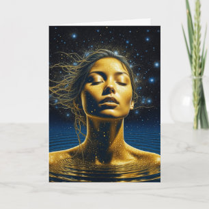 Cartão Mulher Etérea Meditando Sob as Estrelas