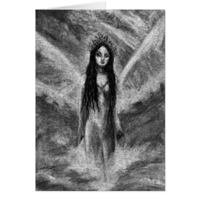 Cartão Mulher Fada Anjo Sombrio La Luna Arte Original (Frente)