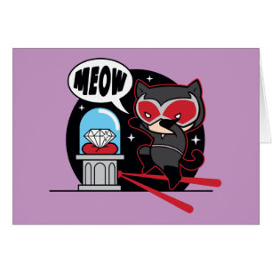 Cartão Mulher-Gato De Chibi Roubando Um Diamante