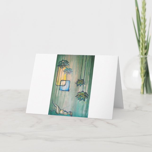 Cartão Mulher gravida com flores de Lotus (Frente)