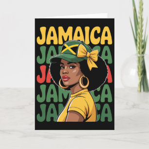 Cartão Mulher Jamaicana Bandeira Jamaicana Férias Viagem 