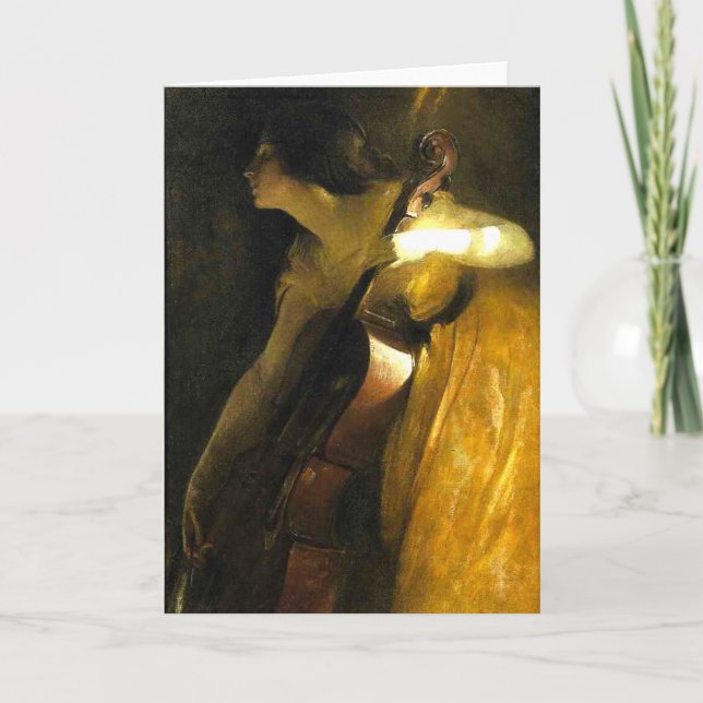 Cartão Mulher Jogando Cello (Frente)