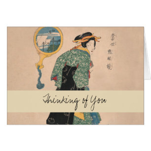 Cartão Mulher Kimono japonesa: Ukiyo-e Woodblock Impressã