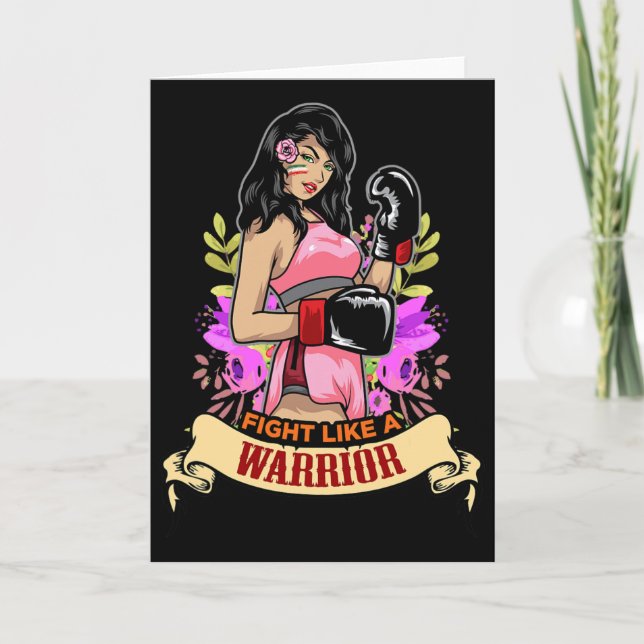 Cartão Mulher Latina Empoderada Boxe Kickboxing Garota Fi (Frente)