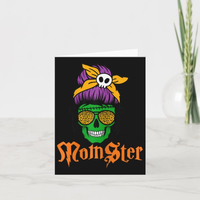 Cartão Mulher Mãe Monstro Assustador Divertido Crânio  (Frente)