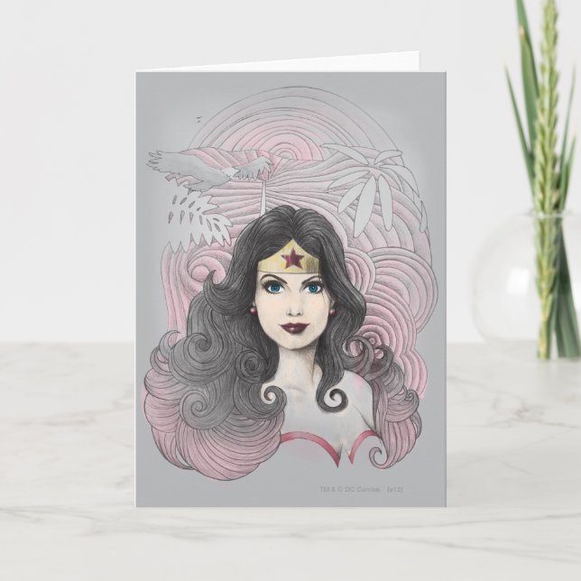 Cartão Mulher Maravilha Águia e Árvores (Frente)