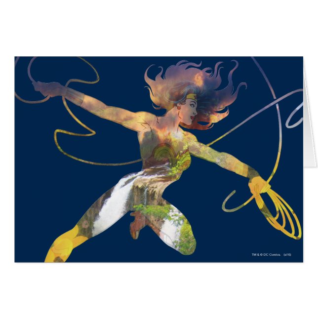 Cartão Mulher Maravilha Silhueta de cascata sunset (Frente Horizontal)