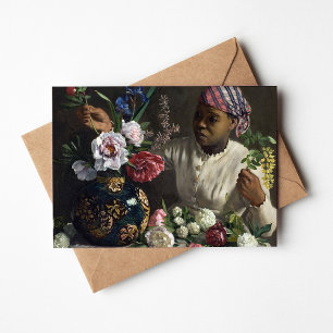 Cartão Mulher Negra com Peonies Fré dé ric Bazille