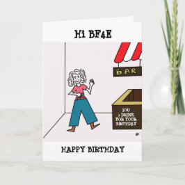 Cartão Mulher no Bar IOU Desenho - Feliz Aniversário BF4E