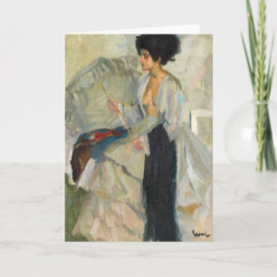 Cartão Mulher no estúdio   Edward Cucuel