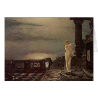 Cartão Mulher no patamar pelo lago